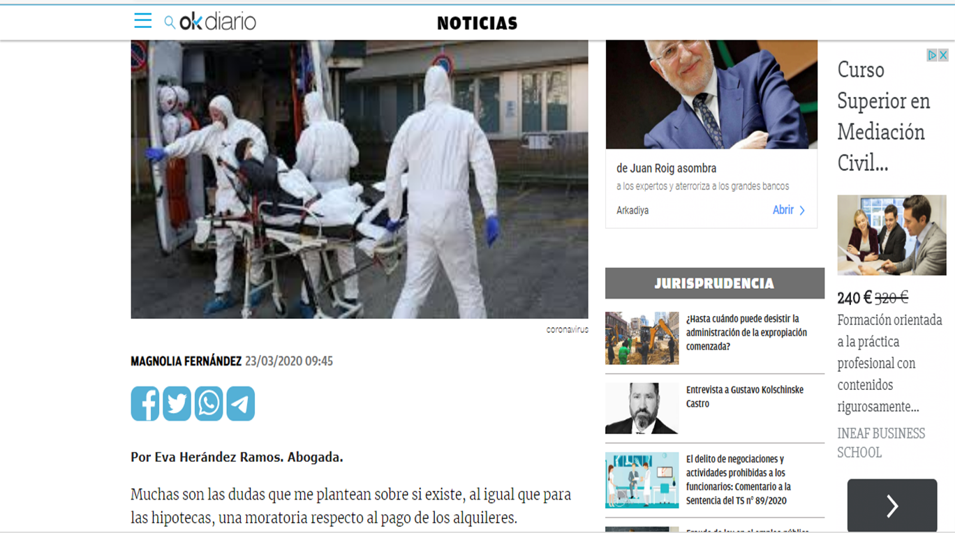 OKDiario. Coronavirus, alquiler y rebus sic stantibus