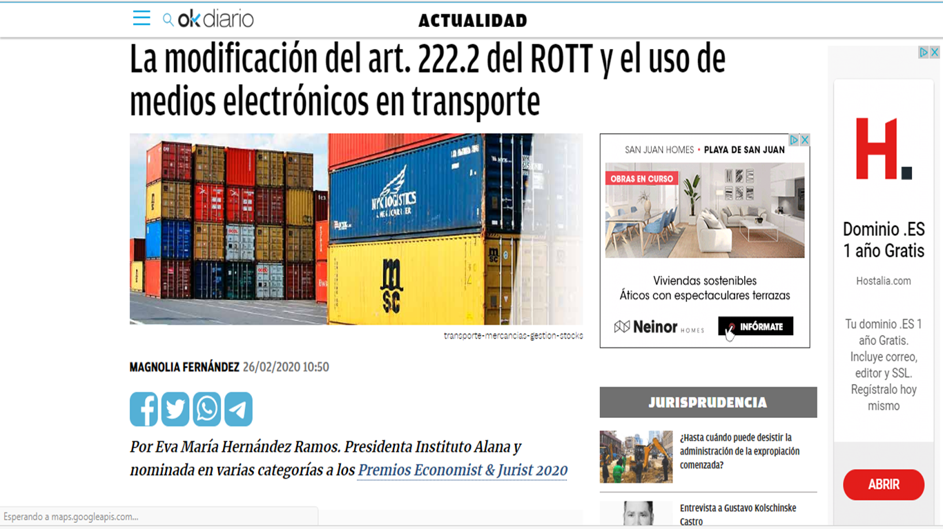OkDiario. Artículo 222.2 ROTT y uso de medios electrónicos en transporte